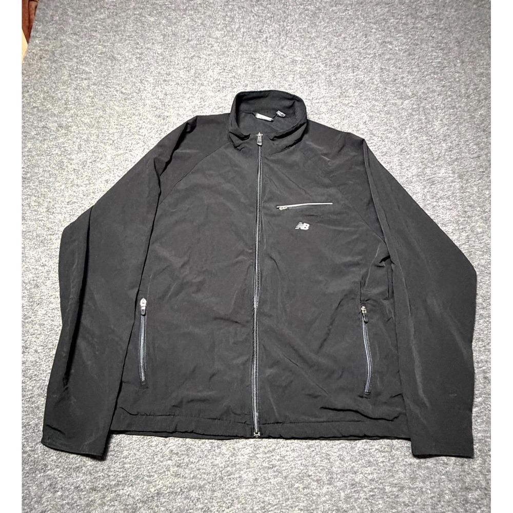New Balance Windstopper Jacket Men's Large Black Softshell Stretch Full Zipper
